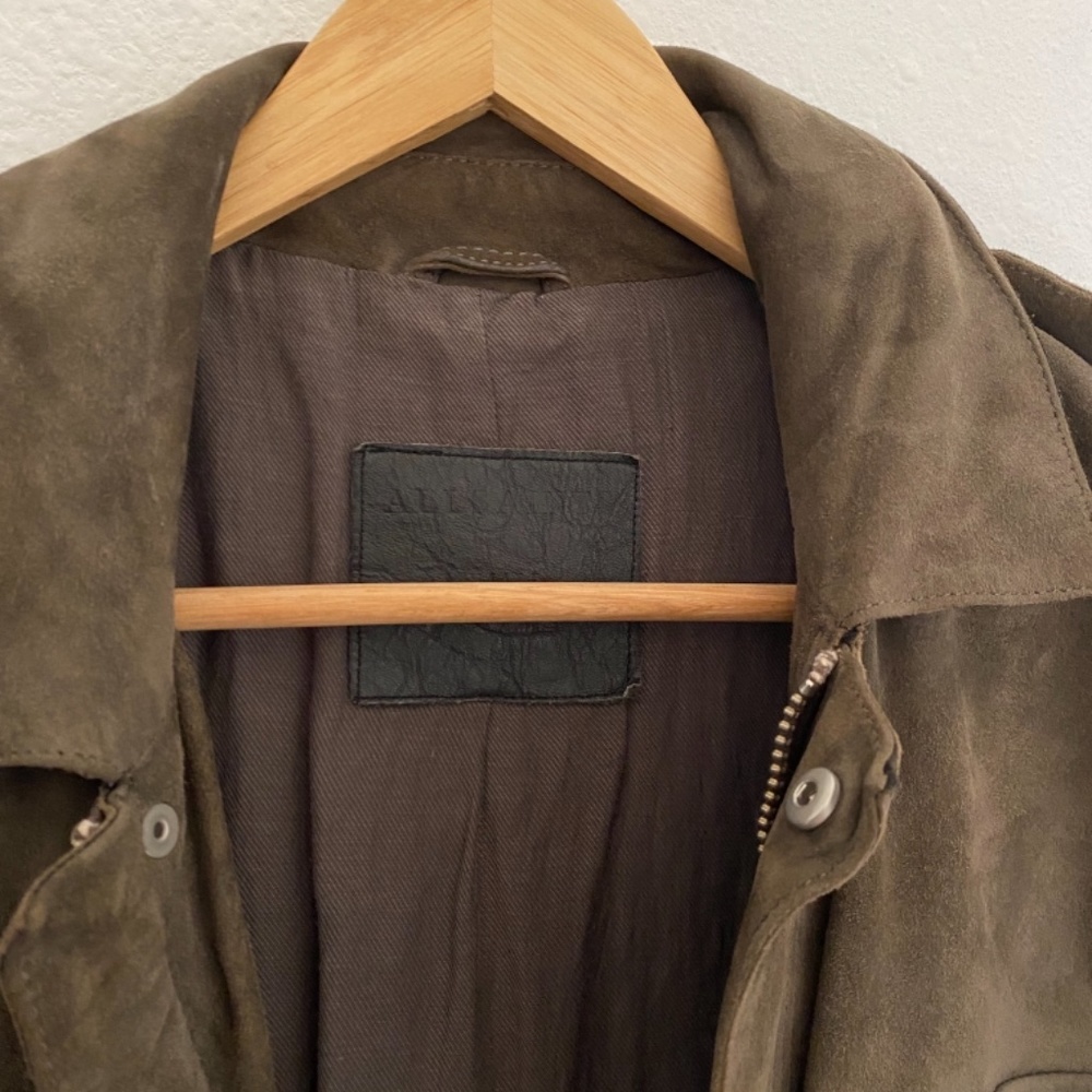 COPY - ALLSAINTS CREW SUEDE LEATHER JACKET GREEN - Picture 2 of 7